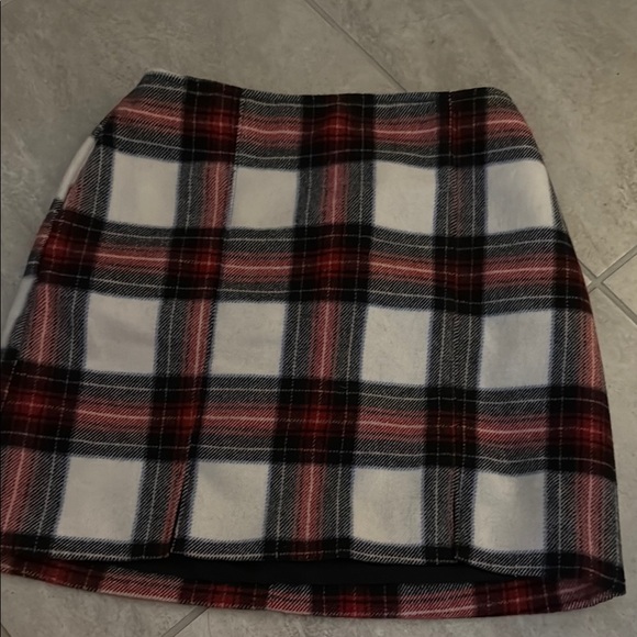 Plaid Flannel Skirt - Red, Black, and White - Picture 1 of 3